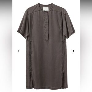 3.1 Phillip Lim Black Shirt Henley Mini Dress With Side Zipper Size 6 Small